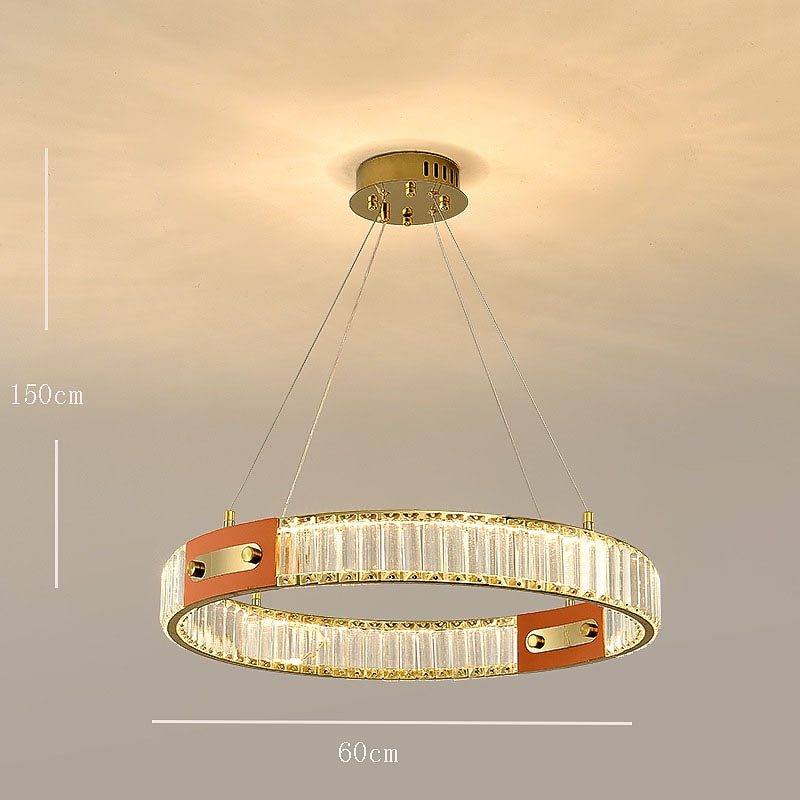 led krystall lysekrone ring hengende lys rund, 120 cm luksus krystall lysekroner for stue spisestue, gull (høydejusterbar) 2026 - $749.99 –P7