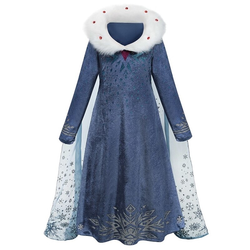Kindermädchenkleid Schneeflocke Langarm Performance Party süßes Baumwoll-Midikleid in A-Linie Herbst Winter 3–10 Jahre Marineblau 2025 - $26.99 –P1