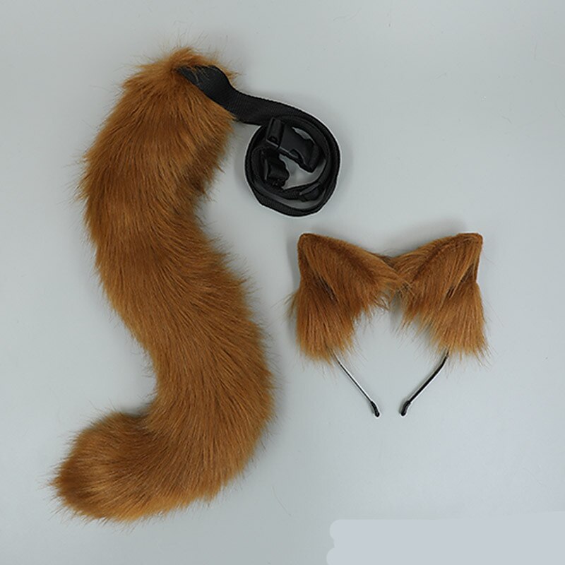 chlupatá liška kočka vlk čelenka ocas flexibilní umělá kožešina uši karneval vánoční večírek lolita cosplay kostýmy fursuit sada doplňků maškarní párty dárek 2025 - $34.99 –P10