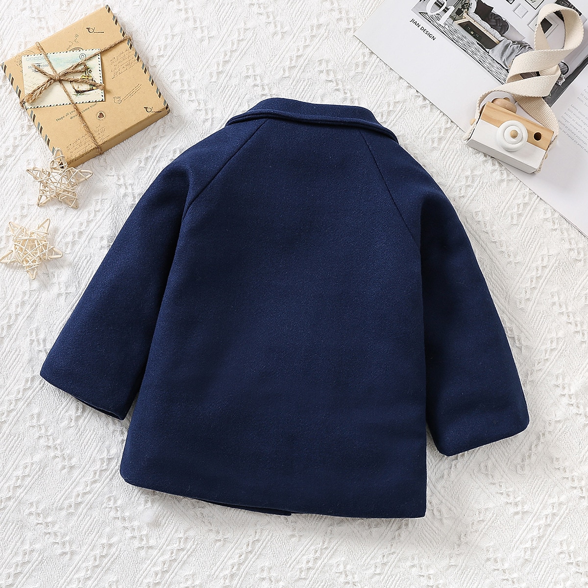 Jongens 3D Effen Wollen jas Lange mouw Herfst Winter Actief Basic Kinderen 2-6 jaar Dagelijks Normale pasvorm 2025 - $24.99 –P9