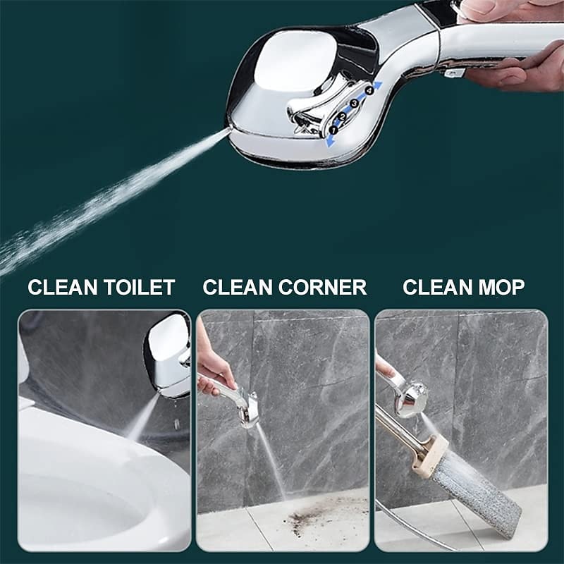 soffione doccia 4 modalità regolabile ad alta pressione risparmio idrico one-key stop water soffione doccia pressurizzato portatile accessori per il bagno (con tubo dell'acqua da 1,5 m e supporto) del 2025 a $11.49 –P2