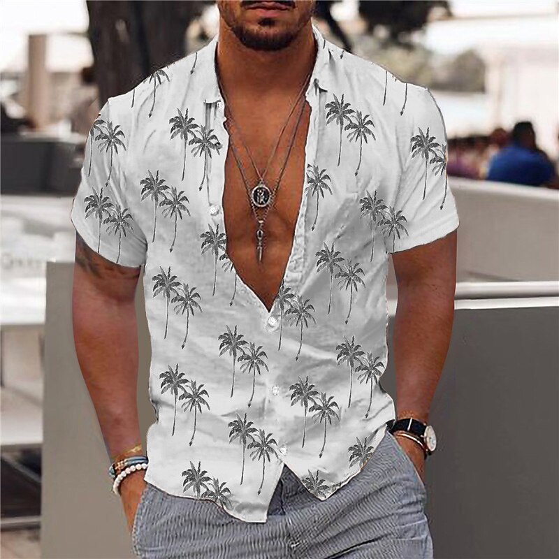 Męskie Graficzny Drzewo kokosowe Hawajskie Koszula Koszula hawajska Koszula Aloha Krótki rękaw Koszula Wieczorne Moda Designerskie Codzienny Na zewnątrz Ulica Codzienny Biały Rumiany róż Czerwony 2025 - $24.99 –P6