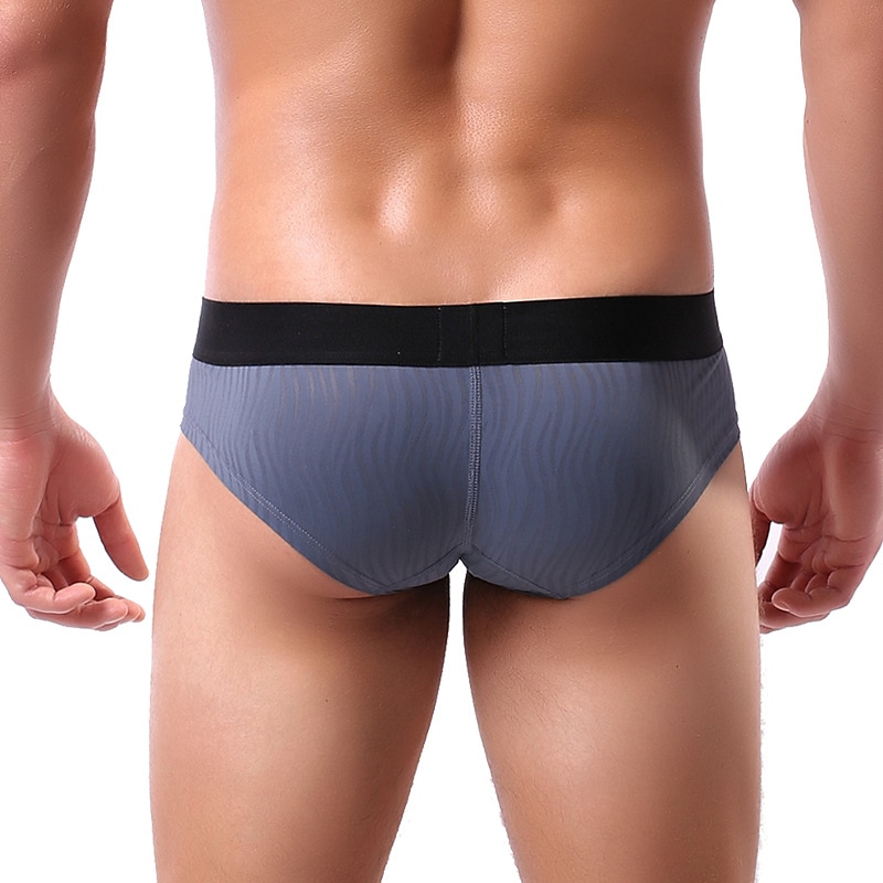 Men's 1pack Underwear Basic Panties Boxers Underwear Briefs Print Polyester Antibacterial Leak Proof Letter Mid Waist Black White 2025 - $9.99 –P4