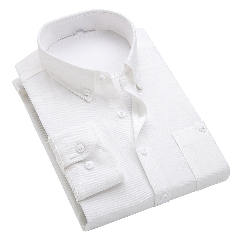 Men's Dress Shirt Button Down Shirt Collared Shirt Corduroy Shirt Plain Party Hiking Blue Wine Sea Blue Black Long Sleeve Turndown Winter Clothing Apparel Warm 2026 - $24.99 –P2