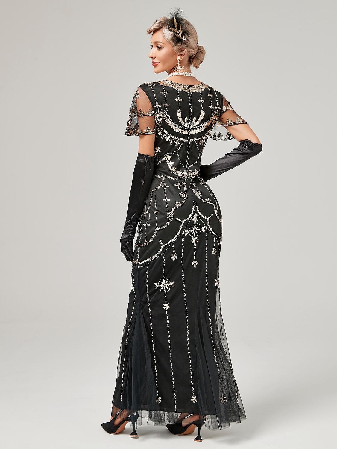 Ordító 20-as évek 1920-as évek Koktélruha Flapper ruha Ruhák Álarcosbál Szabályos A nagy Gatsby Charleston Esküvői Vendég Flitter Női Mindszentek napja Farsang Álarcos mulatság Farsang Esküvő Esküvői 2025 - $9.99 –P8