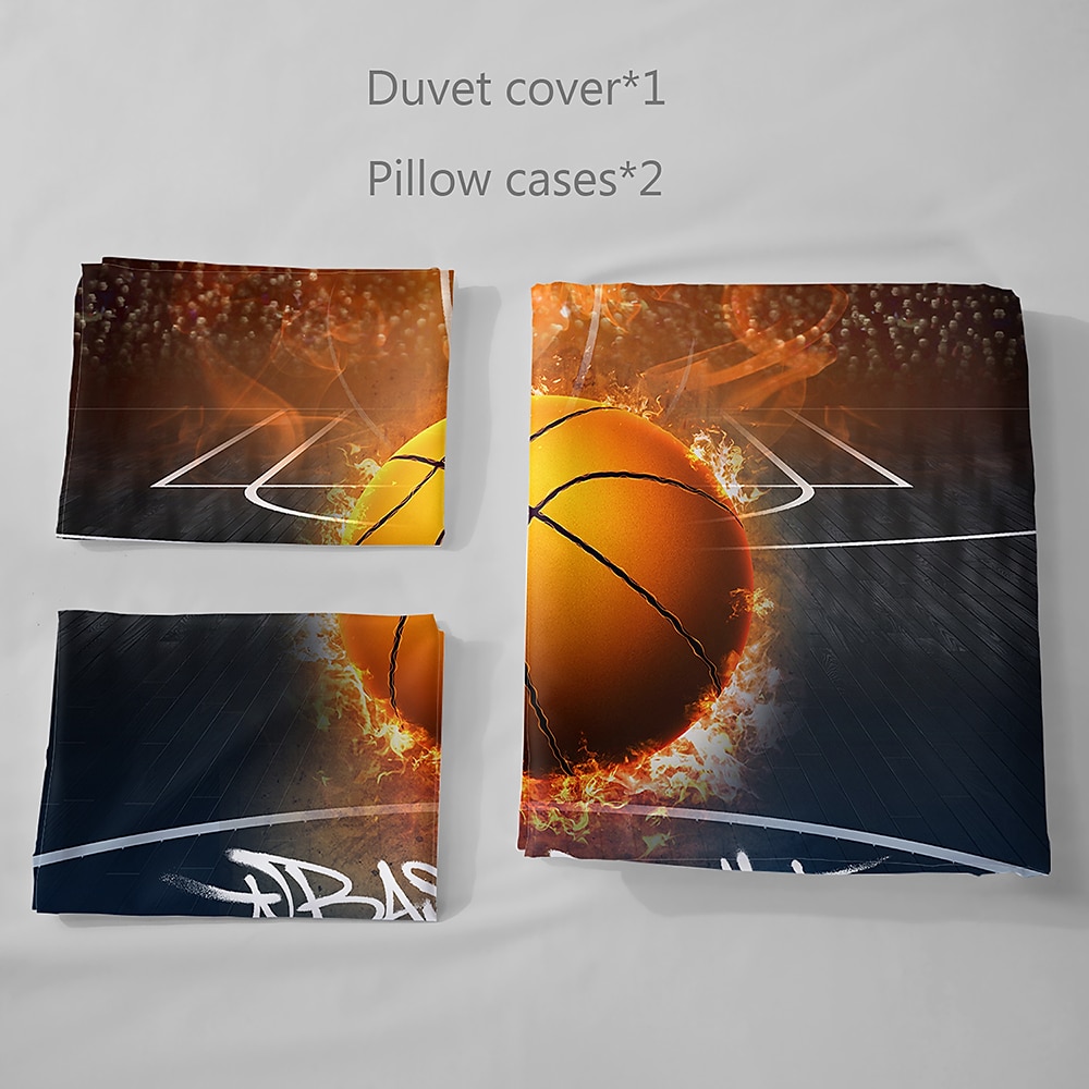 3d sengetøy sport basketball baseball print dynetrekk sengesett dynetrekk med 1 print print dynetrekk eller trekk， 2 putevar for dobbel/dronning/konge 2025 - $41.99 –P2