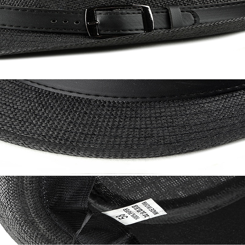 Men's Kentucky Derby Hat Straw Hat Sun Hat Panama Hat Fedora Trilby Hat Black White Straw Braided Simple 1920s Fashion Holiday Street Dailywear Weekend Pure Color Portable Comfort Breathable Fashion 2025 - $23.99 –P7