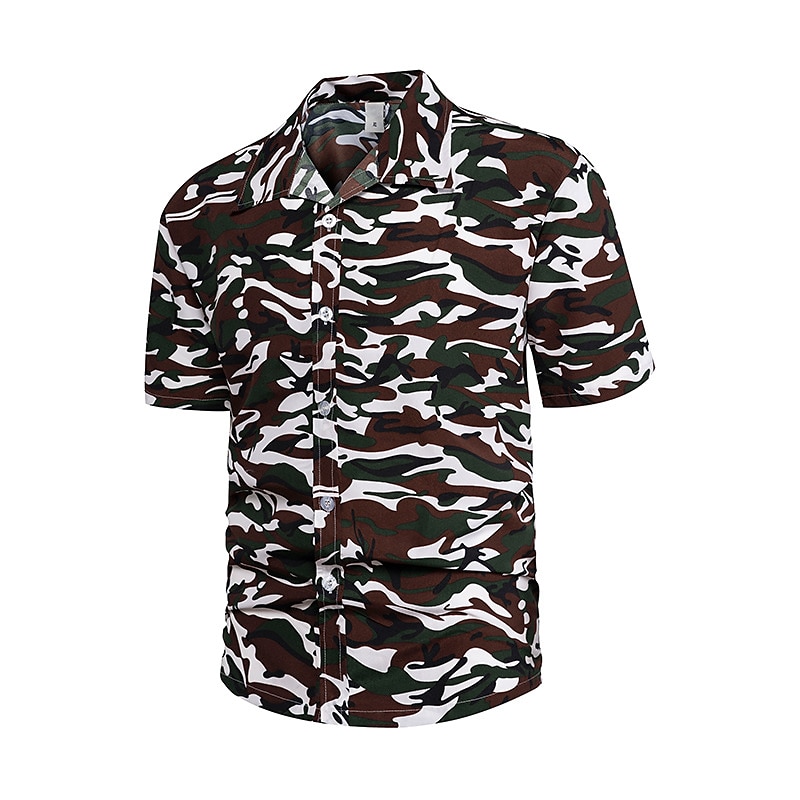 Herr Blommig Tropiska blommor Skjorta Sommarskjorta Strandskjorta Kortärmad Skjorta Nedvikt Mode Andningsfunktion Bekväm Utomhus Gata Ledigt Havsblått Blå Blå / vit S M L 2025 - $24.99 –P7