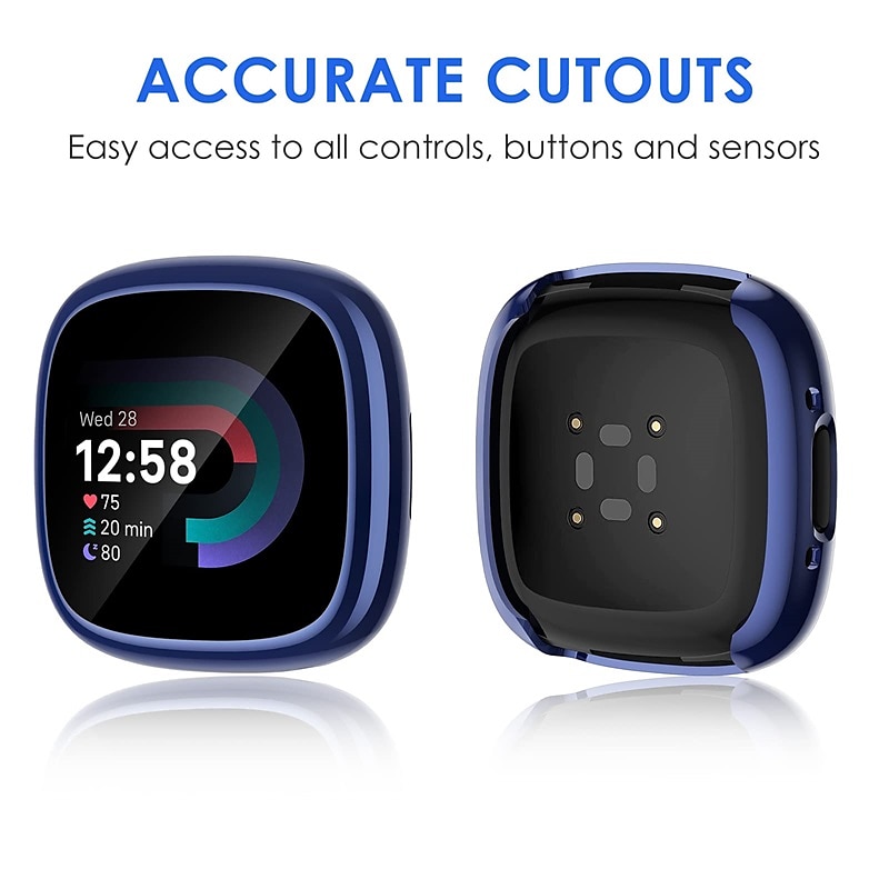 verpakking van 3 stuks Horlogekast met schermbeschermer Compatibel met: Fitbit Versa 4 Sense 2 Krasbestendig Robuust Bumper volledige dekking Gehard glas / Harde pc Horloge Deksel 2025 - $12.99 –P5