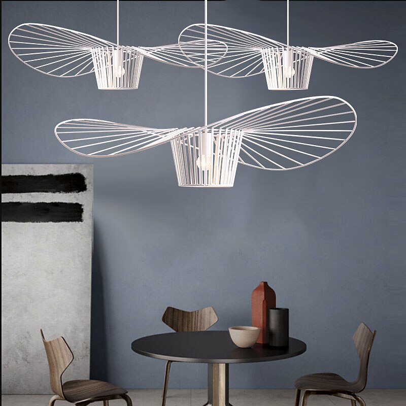 lampade a sospensione a led lampada a sospensione vintage cappello in fibra di vetro design 1 luce orientabile bianco/nero cucina bagno lampadina decorativa non inclusa del 2025 a $151.99 –P4