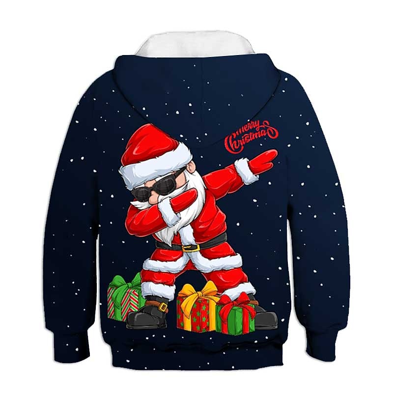 Barn Pojkar Huvtröja med jultema Huvtröja Grafisk jultomten Emoji Långärmad Ficka Vår Höst Vinter Mode söt stil Polyester Utomhus Ledigt 2025 - $18.99 –P1