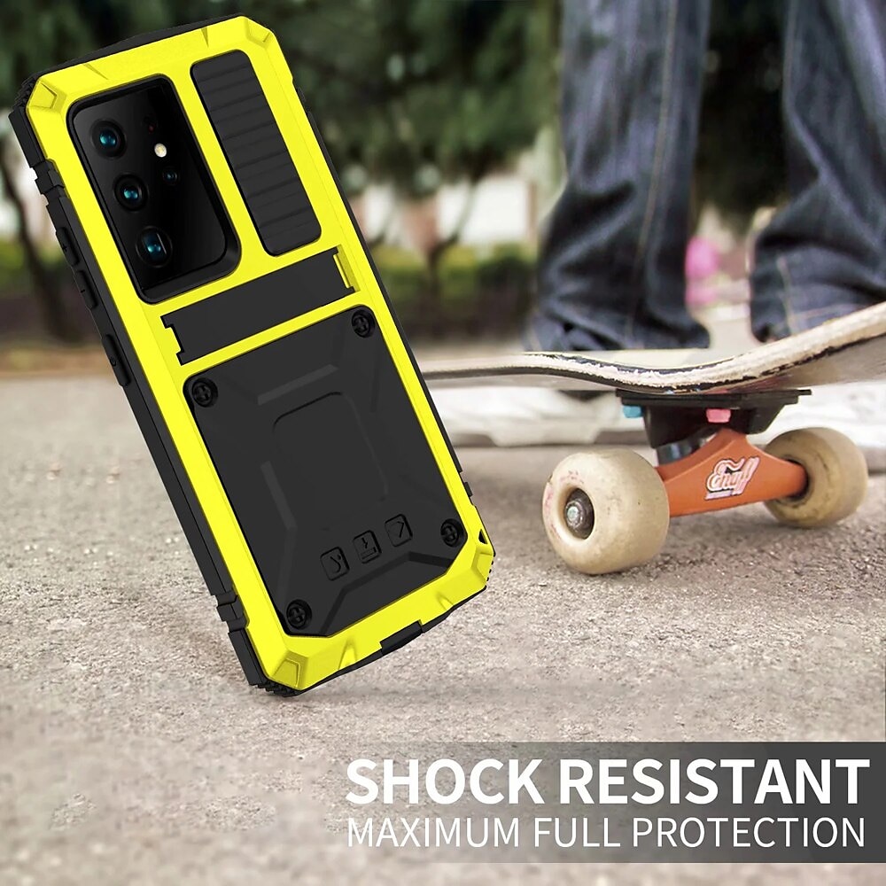 Phone Case For Samsung Galaxy S23 S22 S21 S20 Plus Ultra Note 20 Ultra A32 Full Body Case with Stand Holder Dustproof Military Grade Protection Solid Colored Armor Tempered Glass Metal Aluminium 2025 - $36.99 –P2