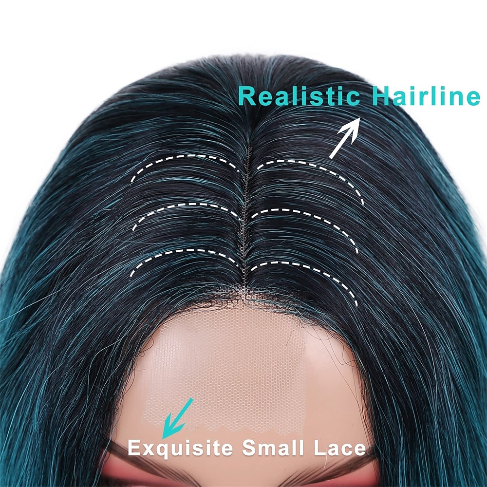 Ombre Bluish Green Wig Long Wavy Middle Part Wig Teal Blue Wig Heat Resistant Synthetic Hair Mermaid Wigs for Women Christmas Party Wigs 2026 - $31.99 –P12