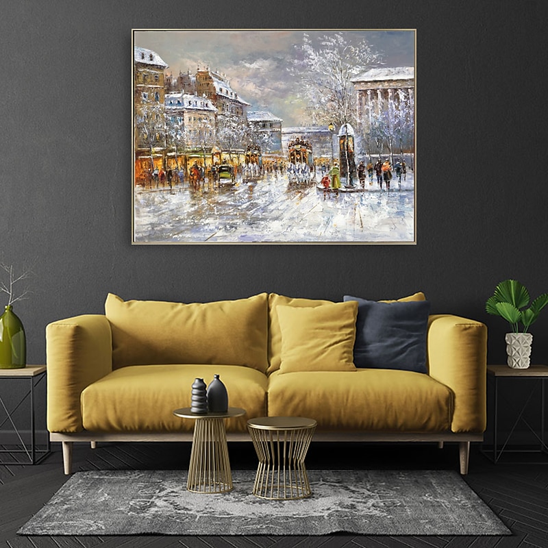 Pittura A Olio Fatta A Mano Su Tela Decorazione Della Parete Di Arte Decorazione Natalizia Edificio D'epoca Scena Di Strada Per La Decorazione Domestica Pittura Arrotolata Senza Cornice Non Allungata del 2026 a $128.99 –P2