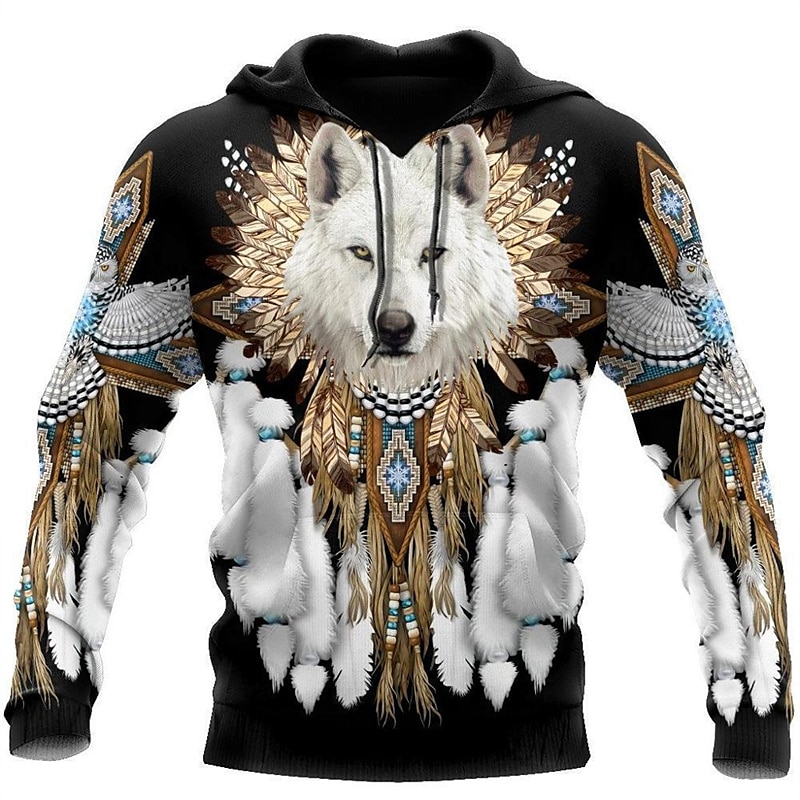 Hombre Lobo Estampados Sudadera Sudaderas Sudadera Con Capucha Manga Larga Sudadera con capucha Con Capucha Ropa de calle Impresión 3D Diario Deportes Marrón Estampado Primavera & Otoño Diseñador 2025 - $29.99 –P1