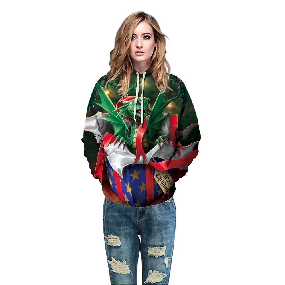 Dinosaurio Suéter de navidad Sudadera Pullover Sudadera con capucha navideña divertida Impresión 3D Hombre Mujer Navidad Carnaval Mascarada Nochebuena Navidad Adultos Fiesta Navidad Cima 2025 - $29.99 –P18