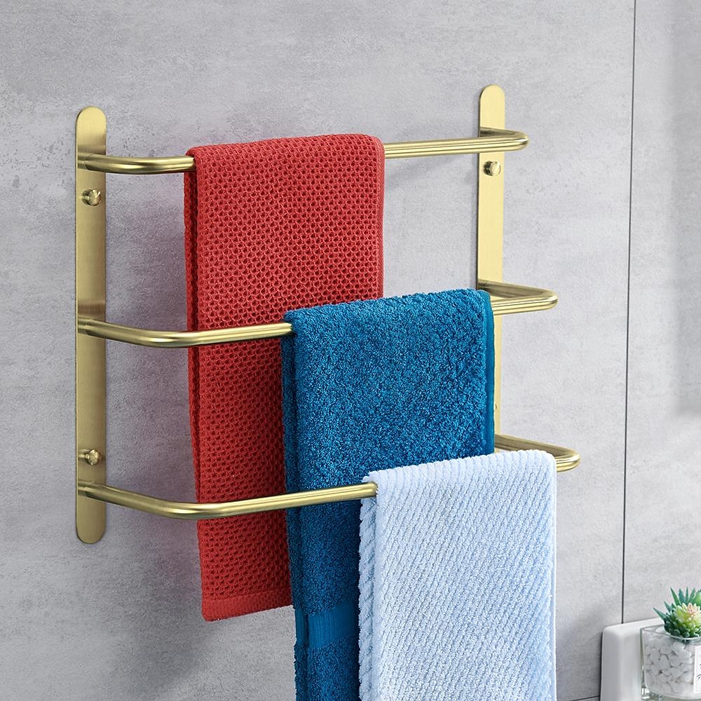 Bathroom Towel Bar Multilayer Bathroom Shelf Contemporary Polished Stainless Steel Bathroom 3-tier Towel Bar Wall Mounted 45/60 cm 2025 - $60.99 –P9