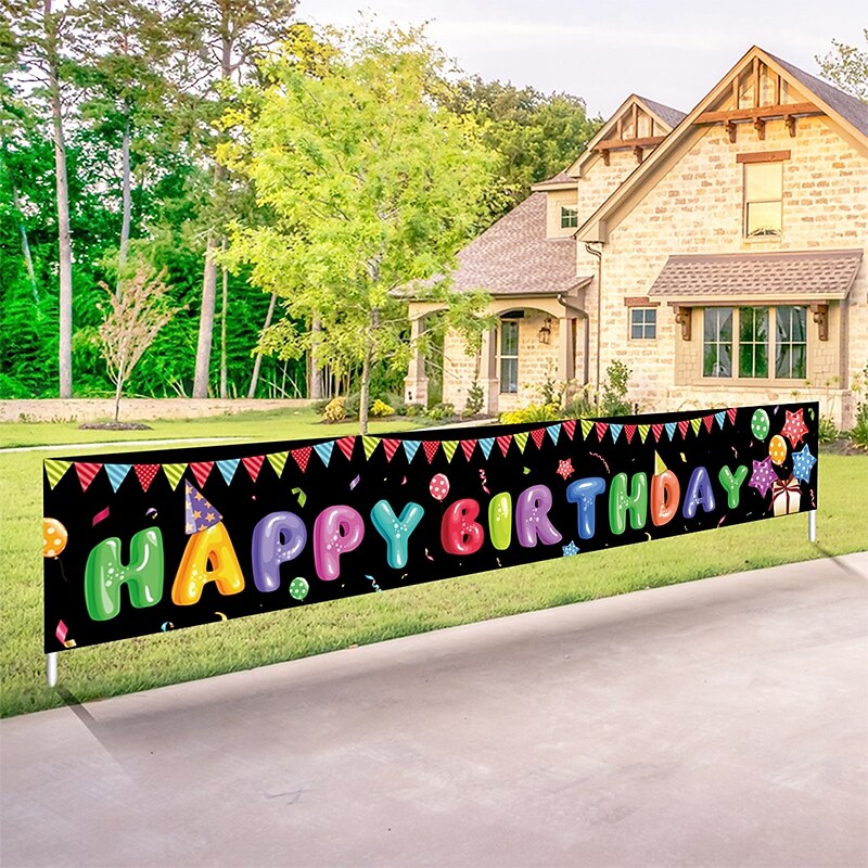 Happy Birthday Banner, Birthday Banner Decorations, Birthday Outdoor & Indoor Hanging Decor, Holidays Party Decor Supplies 300*50cm (10ft*18.9 Inch) 2025 - $16.49 –P5
