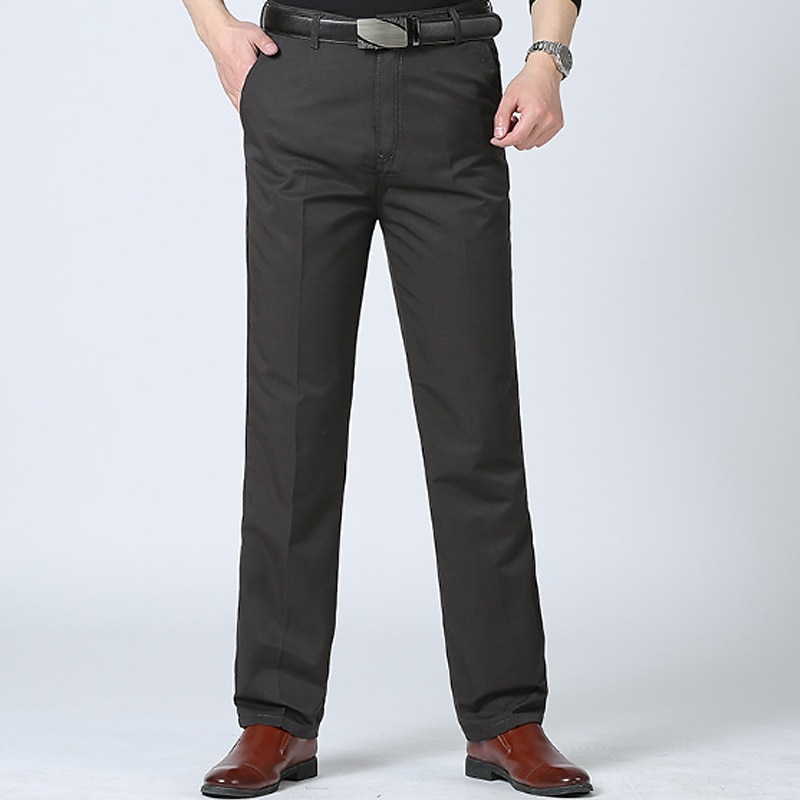 Herre Dressbukser Bukser Lomme Rett ben عادي Komfort Pustende Full lengde Bryllup Avslappet Daglig 100 % bomull Sport Stilfull Militærgrønn Svart Høy Midje Uelastisk 2025 - $18.99 –P2