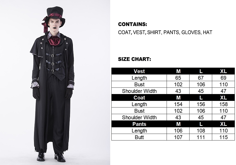 Vampires Σύνολα Φανταστική φορεσιά ΜΑΣΚΕ παρτυ Steampunk Ενηλίκων Ανδρικά Απόκριες Επίδοση Εύκολες αποκριάτικες στολές Ντύνομαι 2026 - $125.99 –P2