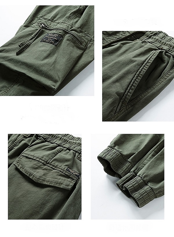 Herr Militärbyxor Cargo byxor Långbyxor Arbetsbyxor Snörning Elastisk midja Flera fickor Slät Komfort Andningsfunktion Ledigt Dagligen Streetwear 100 % bomull Sport Mode Svart Grön Microelastisk 2025 - $37.99 –P13