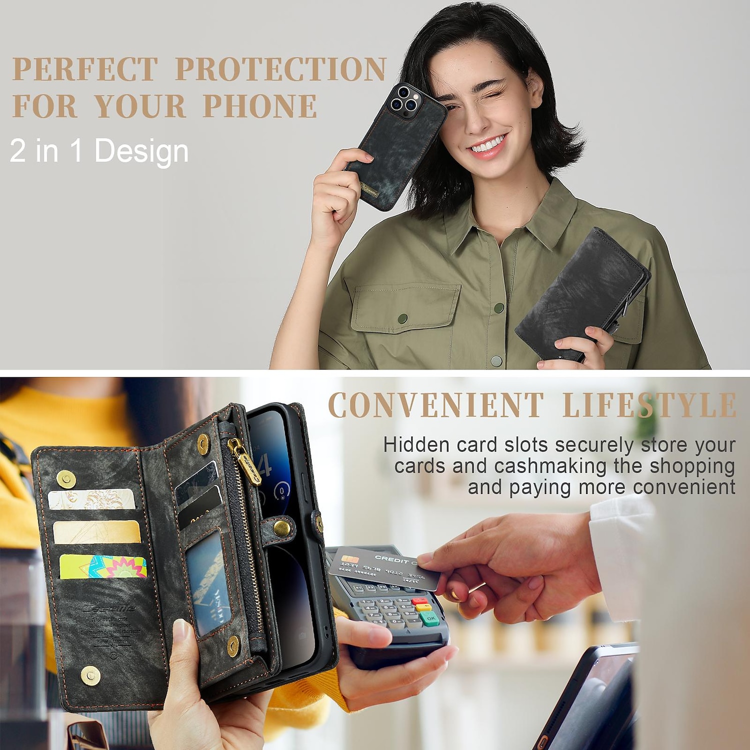 Чехол-кошелек CaseMe из кожи для Apple iPhone 16 15 14 Pro Max 13 12 11 X XR XS Max 8 7 многофункциональный магнитный классический фолио чехол с защитой с держателем для карточек 2025 - $32.99 –P8