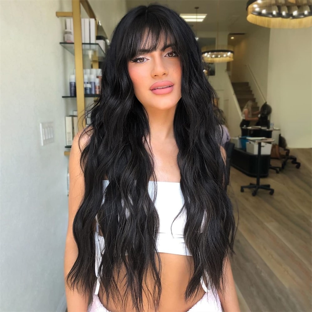 peruca branca ombre perucas longas onduladas com franja para mulheres peruca loira platina longa perucas de cabelo sintético resistente ao calor de aparência natural para peruca de festa diária 26 de 2025 por $31.99 –P2