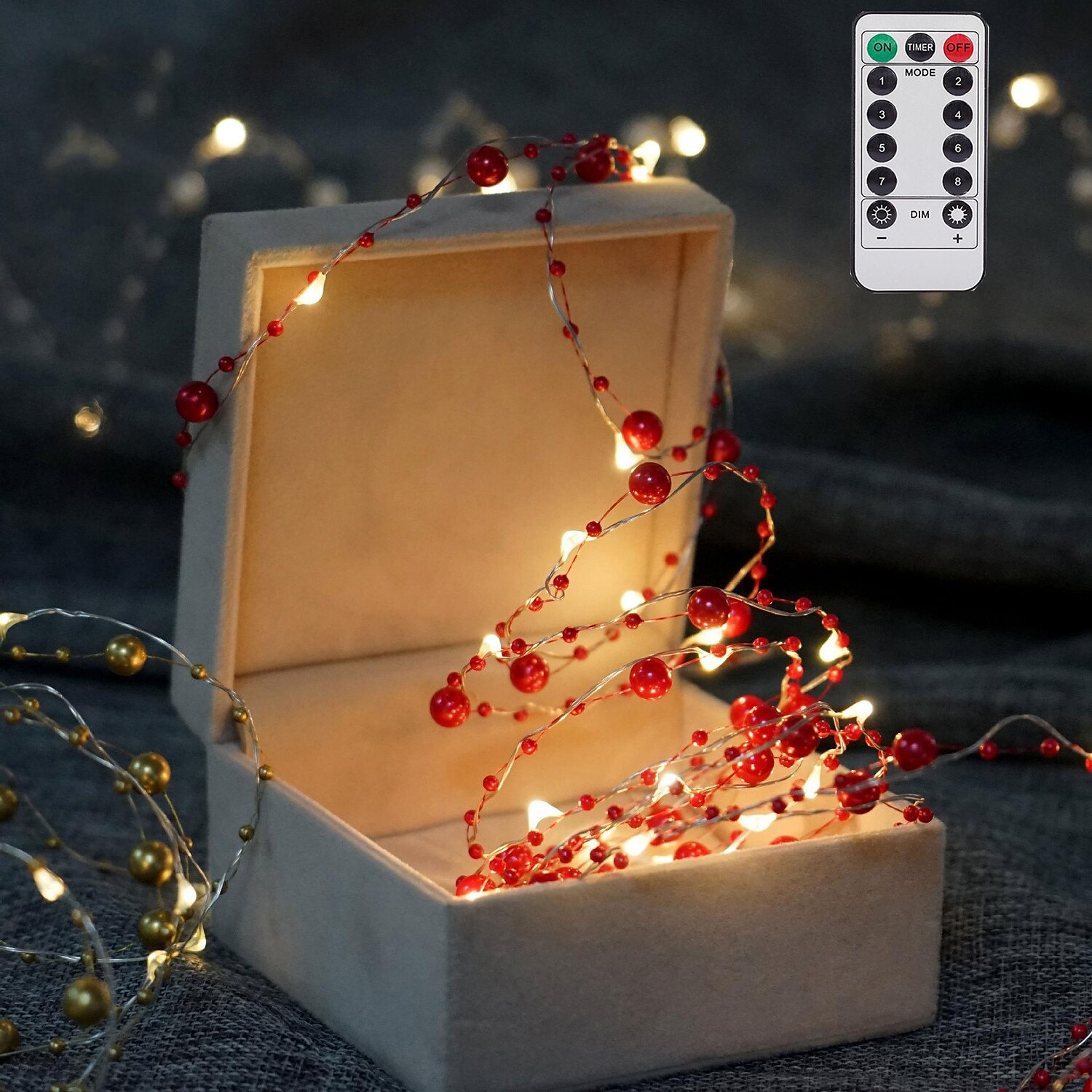 أضواء عيد الميلاد الأحمر بيري جارلاند LED أضواء الجنية 5m-50leds 3m-30leds زينة الكريسماس التحكم عن بعد بالبطارية 8 أوضاع في الهواء الطلق أضواء العطلات المقاومة للماء لتزيين حفلات أعياد الميلاد 2025 - $11.49 –P1