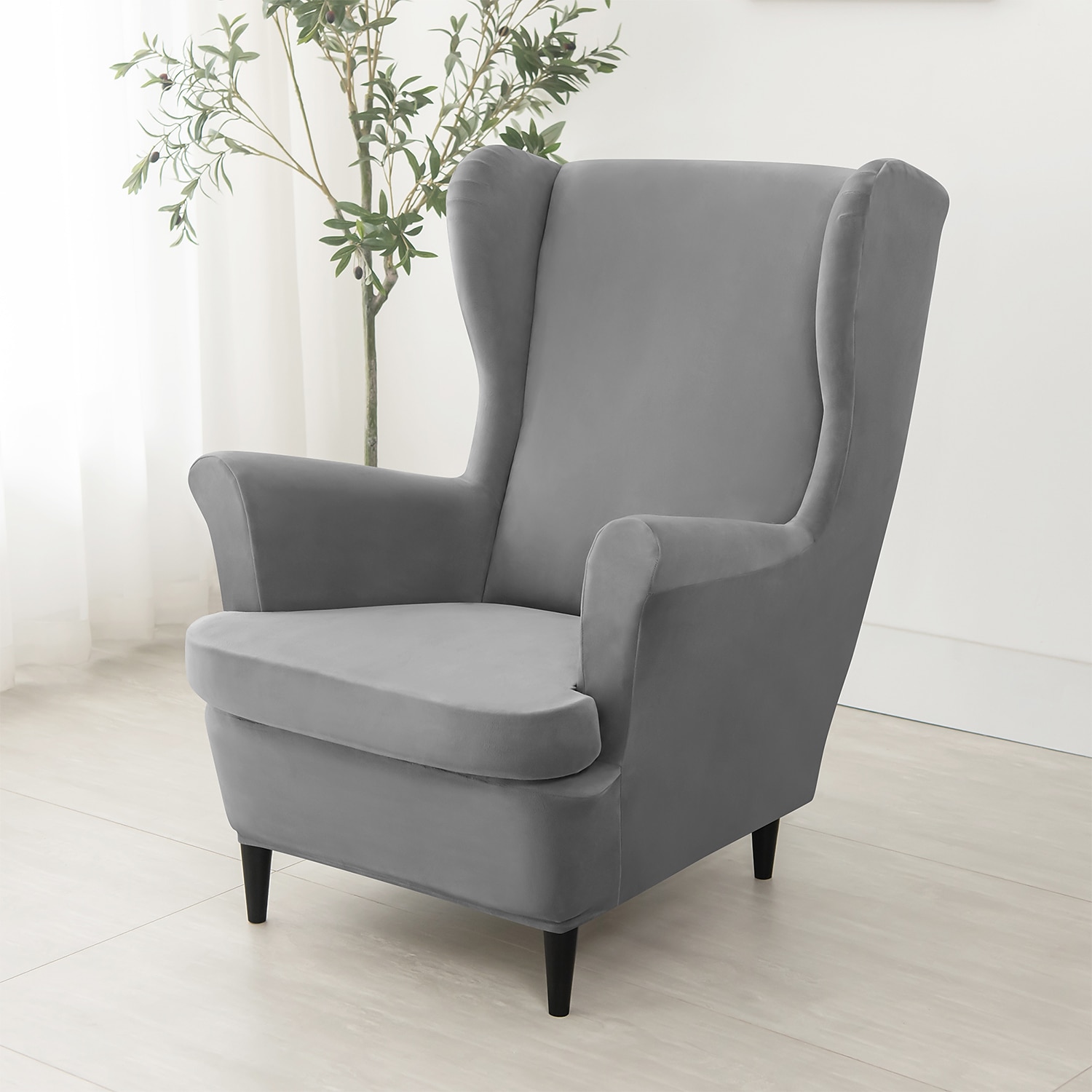 Velvet wingback chair covers hot sale