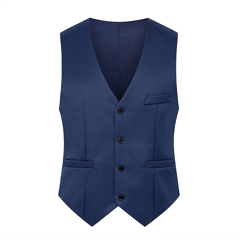 Men's Vest Waistcoat Wedding Daily Wear Going out Festival Business Basic Fall & Winter Pocket Polyester Breathable Soft Comfortable Solid Colored Single Breasted V Neck Regular Fit Black Cream Gray 2025 - $16.49 –P8