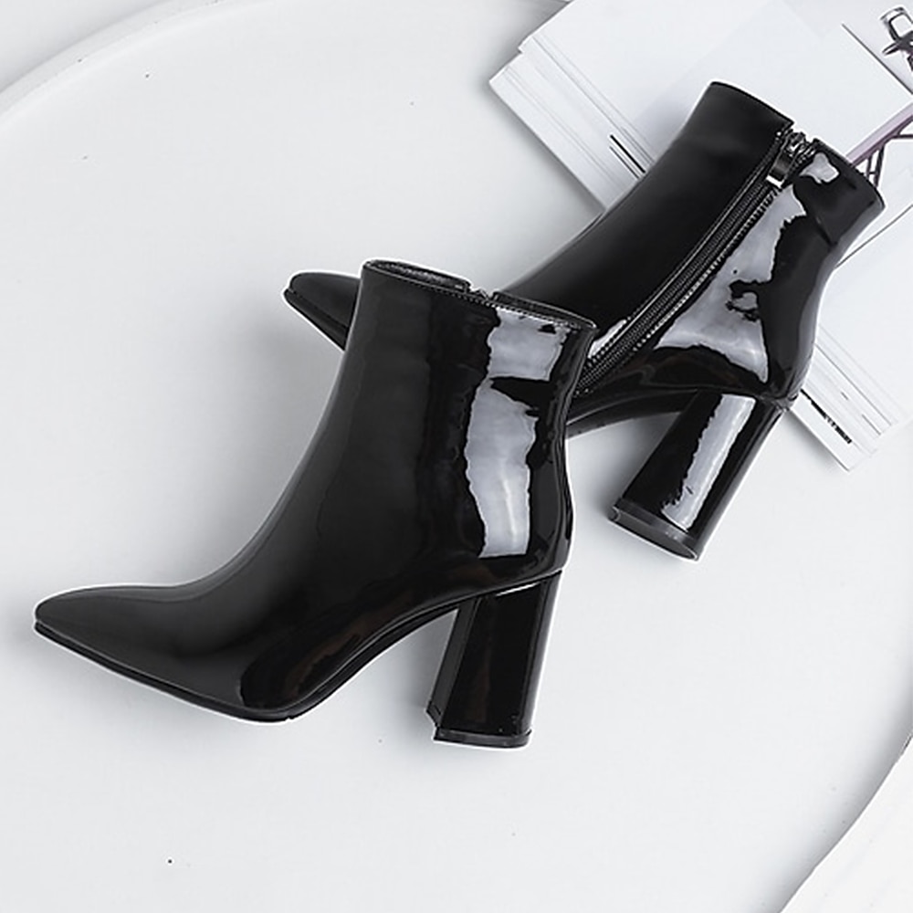 Mulheres Botas Botas Metálicas Botas de salto Ao ar livre Escritório Diário Cor Sólida Forrada com Fleece Botas Botas Tornozelo Inverno Salto de bloco Salto Robusto Dedo Apontado Casual Minimalismo de 2025 por $59.99 –P14
