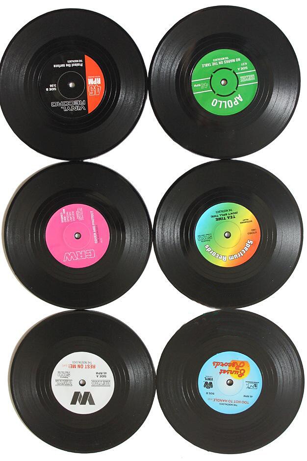 set di sottobicchieri per bevande divertenti sottobicchieri per dischi in  vinile retrò per bevande con supporto per giradischi in vinile per gli  amanti della musica, set di 6 pezzi di conversazione del