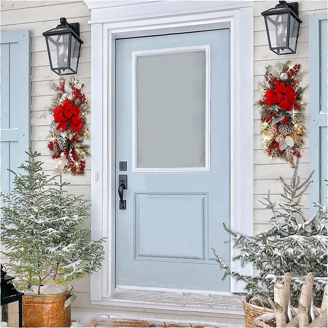 Christmas Decorations Christmas Wreaths Xmas Cordless Prelit Stairway Swag Stairway Swag Teardrop Trim Wreath Rattan Shopping Mall Hotel Outdoor Decorative Door Hanging 2024 - $19.99 –P9