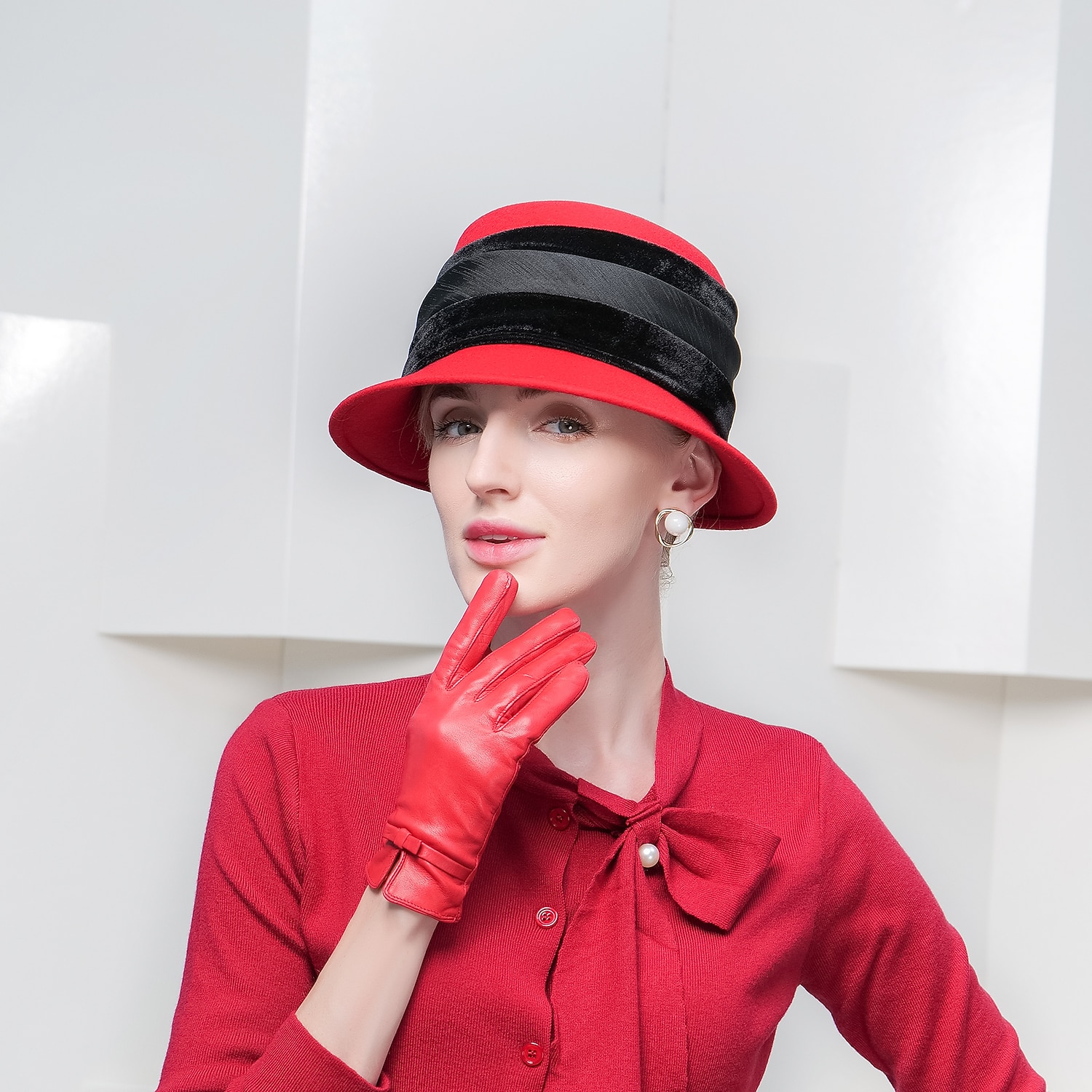 2025年 ビンテージ スタイルのエレガントな 100% ウール / フェザー付きフランネル帽子 / トリム 1pc 特別な行事 / 休日のかぶと  コレクション – $36.99 –P12