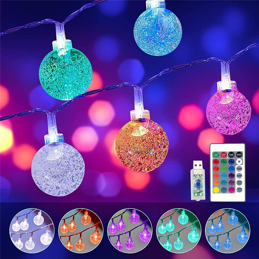 10m rgb globelys, usb-drevet 16 fargeendring med 24-tasters fjernkontroll, akrylboblekuler for kreativ juleferie &amp; festdekor 2025 - €26.99 –P1