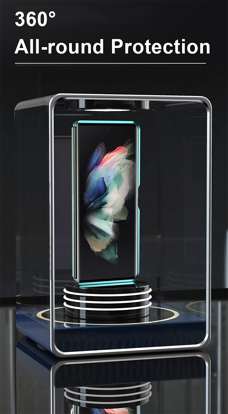 Phone Case For Samsung Galaxy Z Fold 5 Z Fold 4 Z Fold 3 Magnetic Adsorption Flip Mirror Transparent Transparent Tempered Glass Metal 2025 - $39.99 –P9