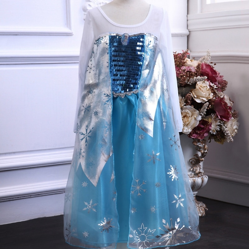 Kids Girls' Frozen Elsa Costume Dress Graphic A Line Dress Performance Pegeant Blue Long Sleeve Princess Beautiful Dresses Fall Winter 2-8 Years 2025 - $20.99 –P9
