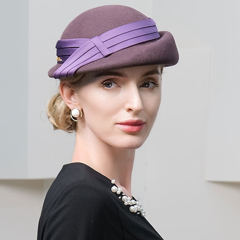 Hüte 100% Wolle Bowler / Cloche Hut Fischerhut Formal Casual Tee-Party Kentucky Derby Damentag Elegant Mit Schleife Kopfschmuck Kopfbedeckung 2025 - $43.99 –P2