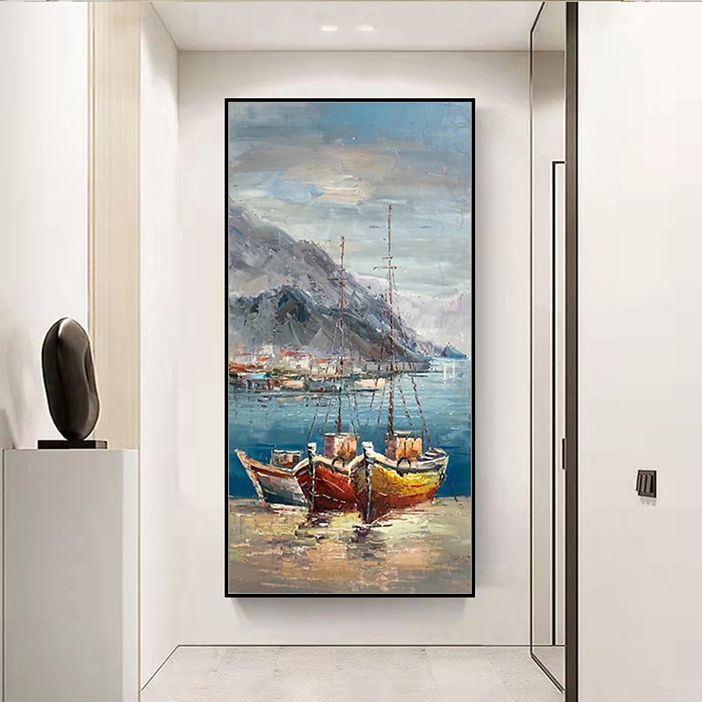 Mintura main bateau paysage peintures à l'huile sur toile mur art décoration moderne abstrait image pour la décoration intérieure roulé sans cadre non étiré peinture de 2025 ? $77.99 –P4
