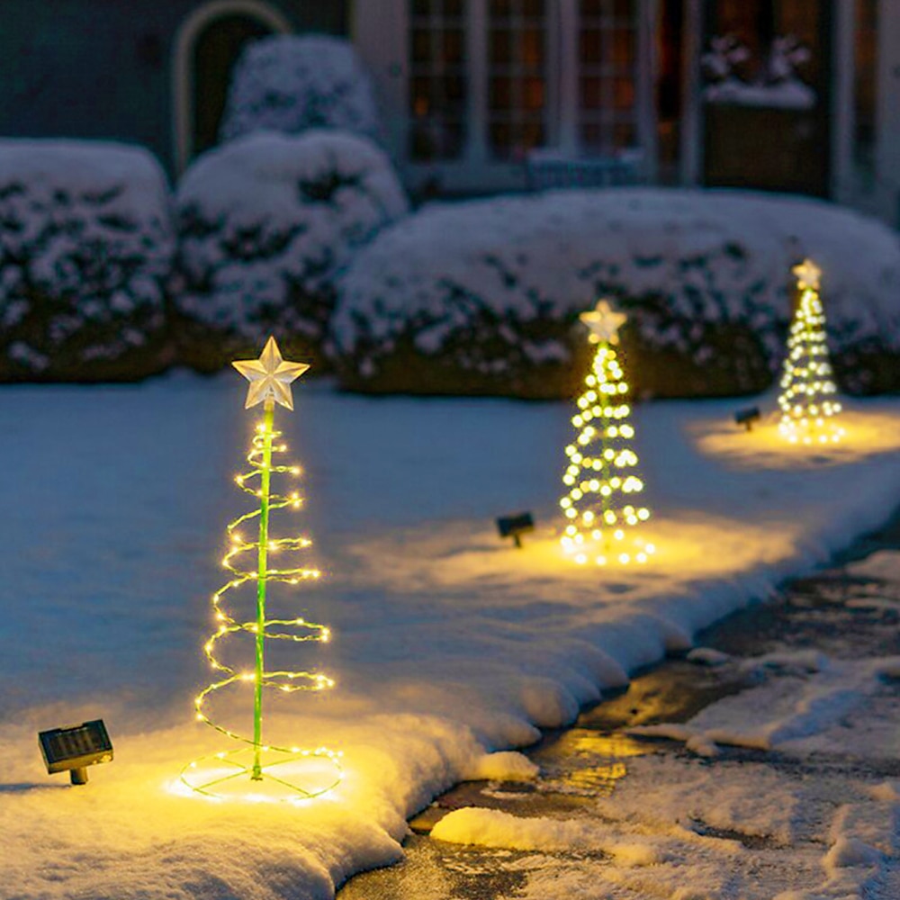 albero di natale con luci luci di via all'aperto solare 50 led luci di palo a led lampade a stringa giardino esterno albero di natale in metallo 6 m / 19,7 pollici del 2025 a $19.99 –P5