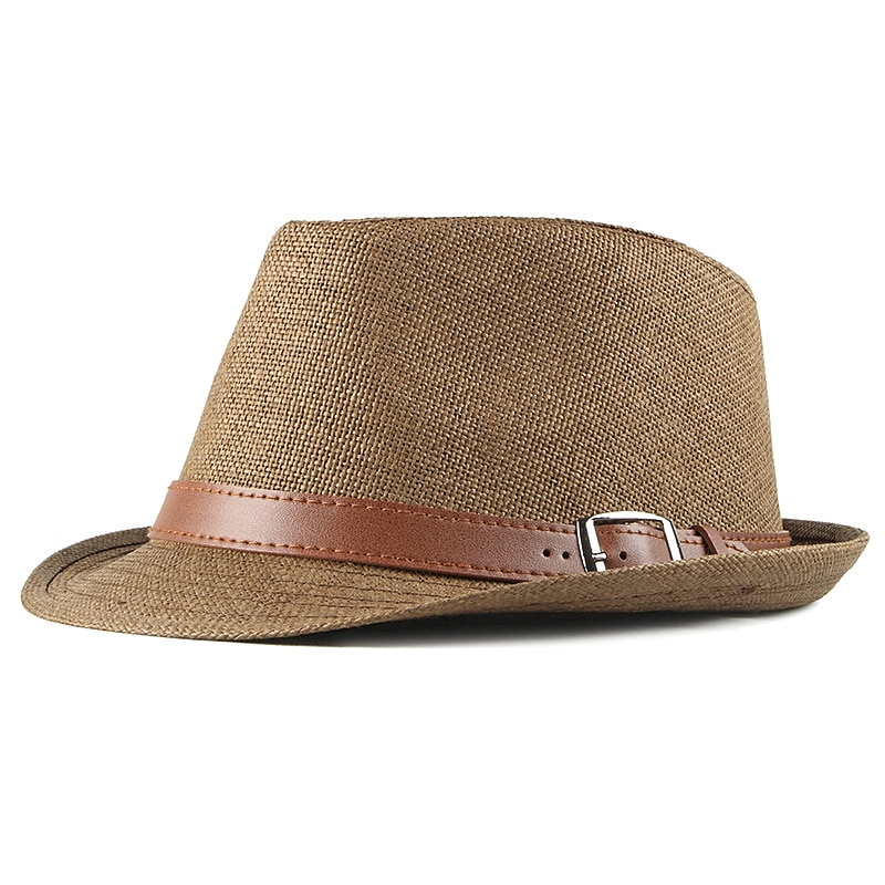 Men's Kentucky Derby Hat Straw Hat Sun Hat Panama Hat Fedora Trilby Hat Black White Straw Braided Simple 1920s Fashion Holiday Street Dailywear Weekend Pure Color Portable Comfort Breathable Fashion 2025 - $23.99 –P2