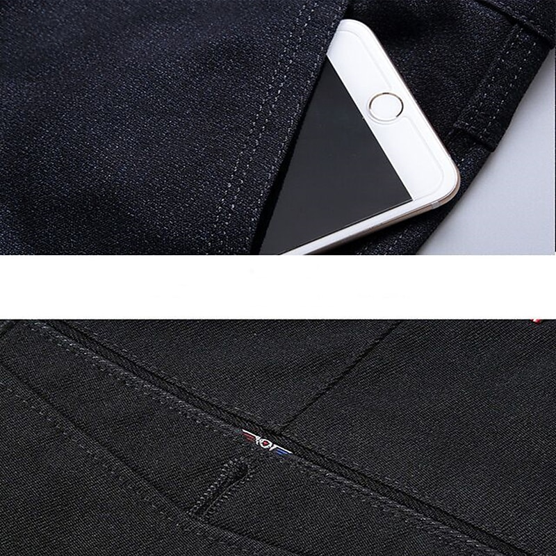 Herren Anzughosen Hose Hosen Chinesisch Chino Tasche Glatt Komfort Atmungsaktiv Hochzeit B¨¹ro Geschäft Schick & Modern Klassisch Schwarz Dunkel Blau Hoher Taillenbund Mikro-elastisch 2026 - $12.49 –P4