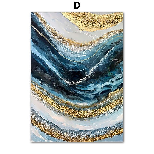1 Panel abstrakte Drucke/Poster Luxus rosa blau gold Wandkunst modernes Bild Wohnkultur Wandbehang Geschenk gerollte Leinwand ungerahmt, ungedehnt 2025 - $18.99 –P7