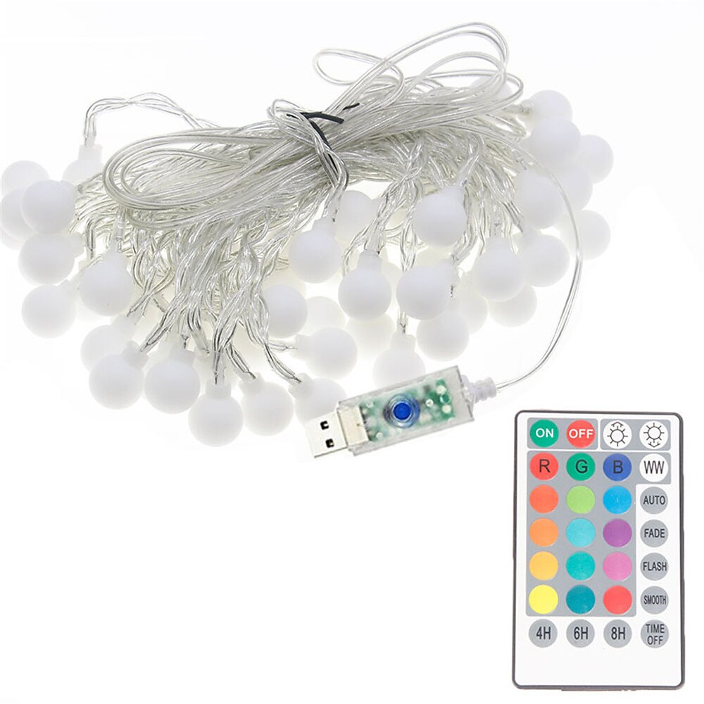 Mini Globe String Lights Christmas Decorative Lights 10M 16 Color Full-color Switching Remote Control Dimming Timing USB Power Supply 1 Set 2025 - $21.99 –P21
