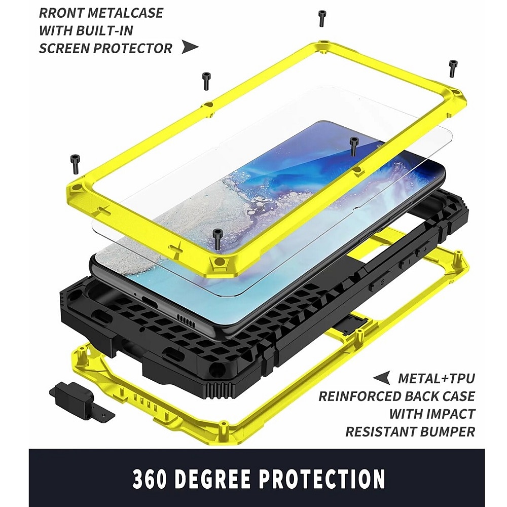 Phone Case For Samsung Galaxy S23 S22 S21 S20 Plus Ultra Note 20 Ultra A32 Full Body Case with Stand Holder Dustproof Military Grade Protection Solid Colored Armor Tempered Glass Metal Aluminium 2025 - $36.99 –P4