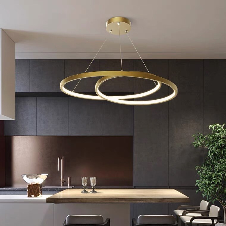 led pendentif lumière anneau cercle desig 24.1" 1 lumière anneau cercle conception dimmable aluminium peint finitions luxueux style moderne salle à manger chambre lampes suspendues en cristal de 2025 ? $449.99 –P2
