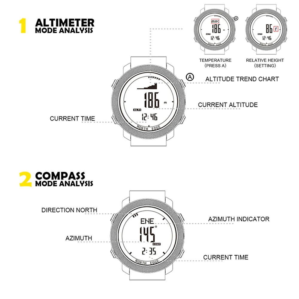 Apache Men Digital Watches Waterproof 50M Running Swimming Men Tactical Sport Watch Outdoor Sports Survival Military Watches Gift for men, Compass, Pedometer Calories 2026 - $81.99 –P8