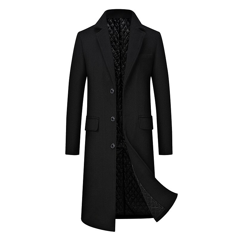 Herr Vinterkappa Rock Trenchcoat Kontor & Karriär Dagliga kläder Vinter Ylle Håller värmen Tvättbar Ytterkläder Kläder Mode Uppvärmning Solid färg Flera fickor Nedvikt Enkelknäppt 2025 - $114.99 –P3