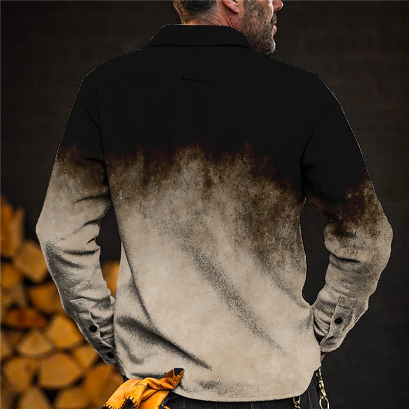 Per uomo Colore graduale e sfumato Geometrica Camicia con colletto Camicia in pile Giacca da camicia Manica lunga Di tendenza Sport Casual quotidiano Sportivo Da tutti i giorni Fine settimana Autunno del 2026 a $35.99 –P2