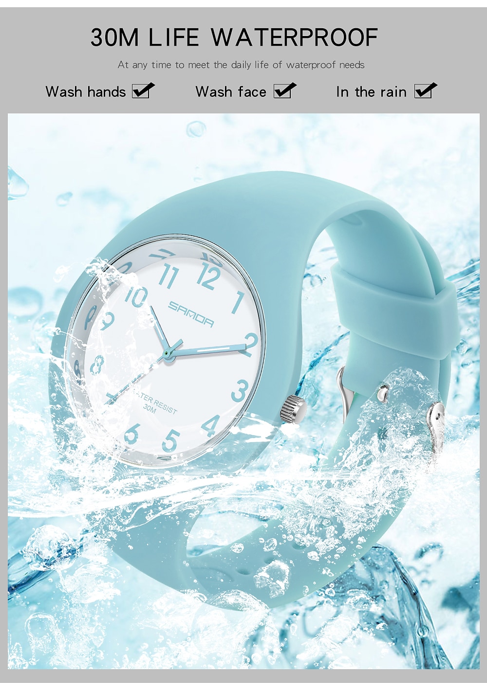 sanda dameshorloges casual fashion quartz horloge waterdicht valbestendig hd digitale weegschaal display damesklok 6056 2025 - $23.99 –P16
